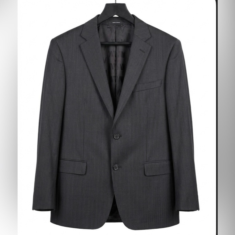 VERSACE Collection Men's Pinstripe Blazer Jacket Wool Blend Charcoal Grey 38R